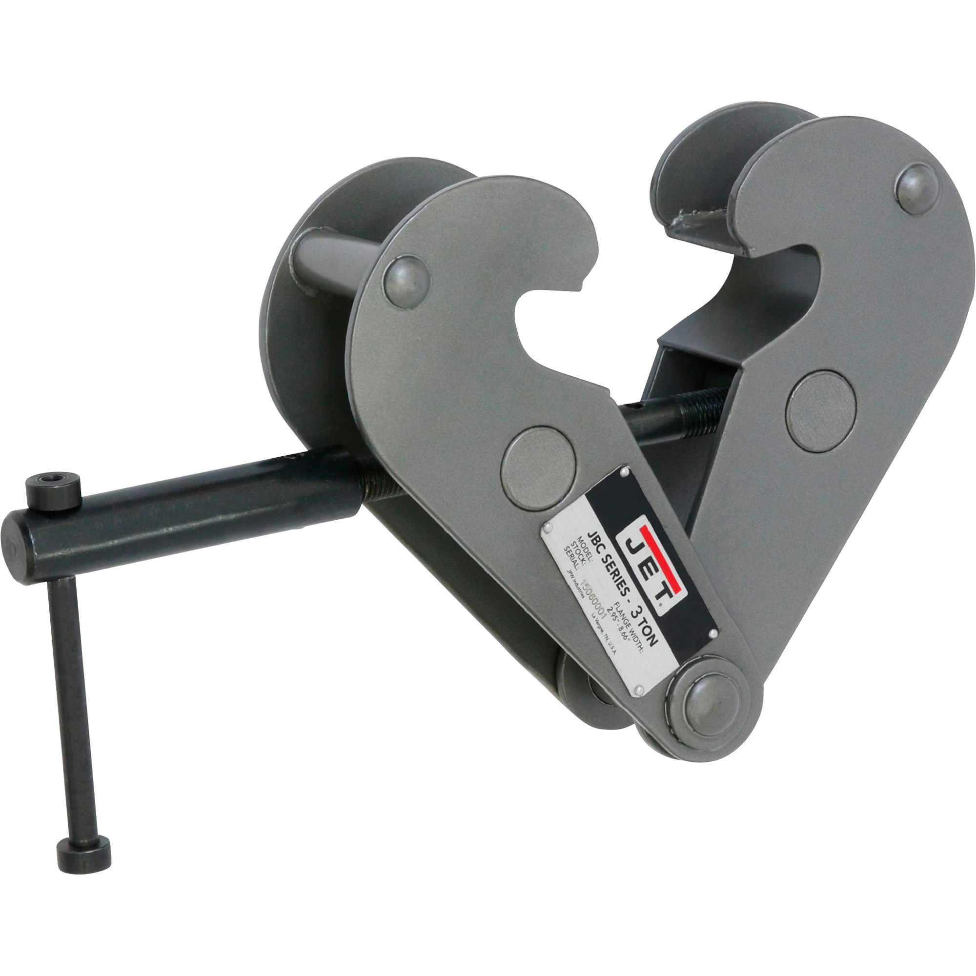 JET Beam Clamp, 3-Ton, Fits Beam Up to 10 5/8in.W, Model# JBC-3